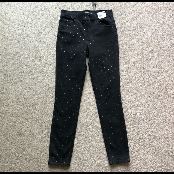 Express High Rise Rhinestone Studded Legging Jeans